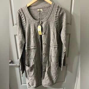 Max Studio 100% Wool Taupe Cardigan Sweater